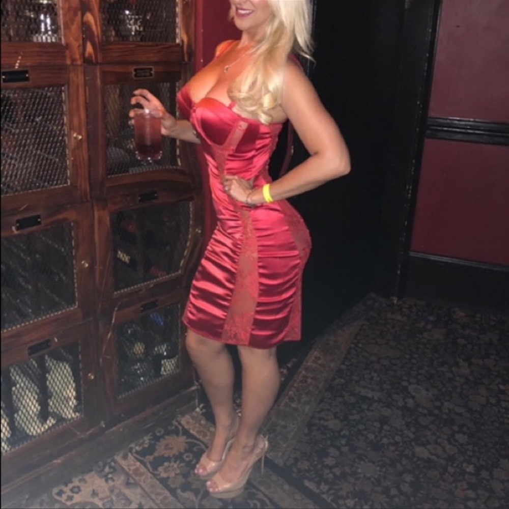 House of CB Red Satin Dress